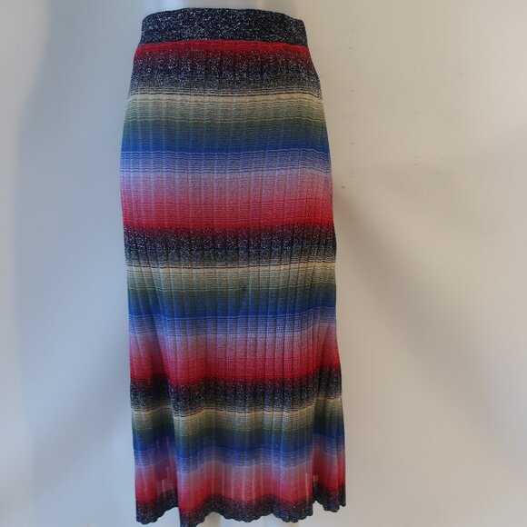 Womens Zara Limited Edition Multicolor Striped Metallic Midi Skirt XS - Picture 7 of 12